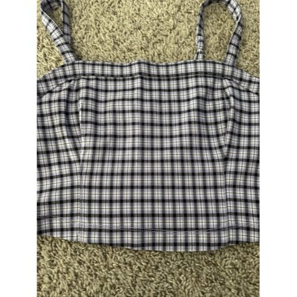Hollister Advanced Stretch Womens Cropped Top Adj Straps Plaid Size Large - Picture 5 of 13